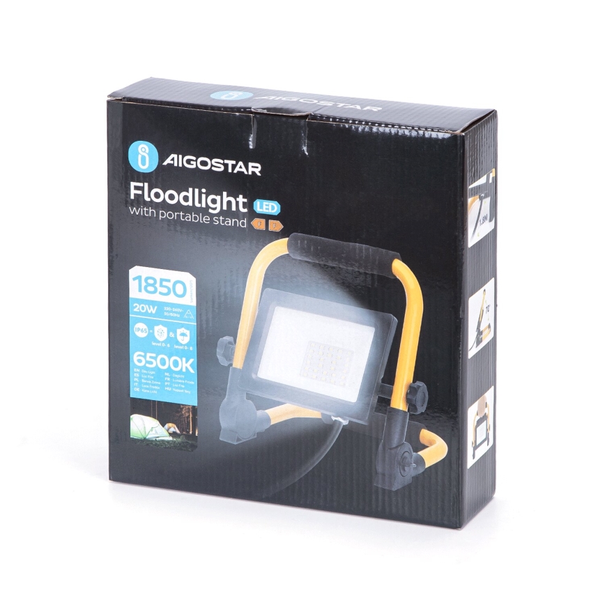 Aigostar - LED Strahler mit Stativ LED/20W/230V 6500K IP65