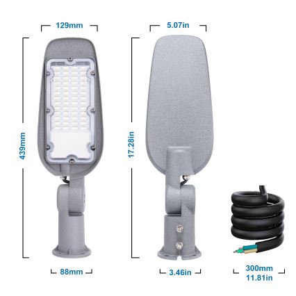 Aigostar - LED-Straßenleuchte LED/30W/230V 6500K IP65