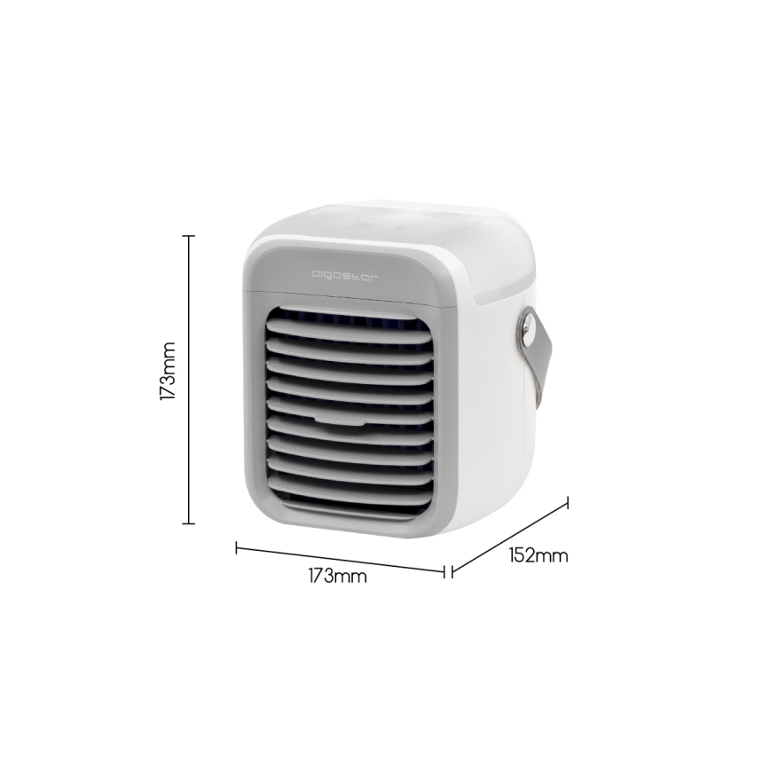 Aigostar - LED Tragbarer Luftkühler 3in1 LED/8W/5V weiß/grau