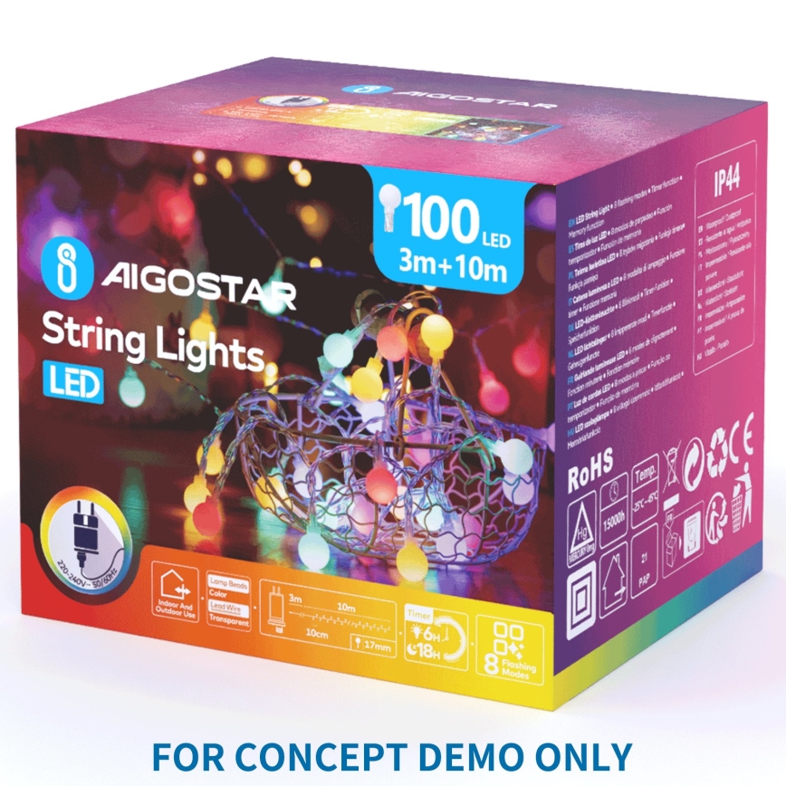 Aigostar - LED-Weihnachtsprojektor für den Außenbereich, Schneeflocken-Effekt, LED/5W/230V, IP44, mehrfarbig