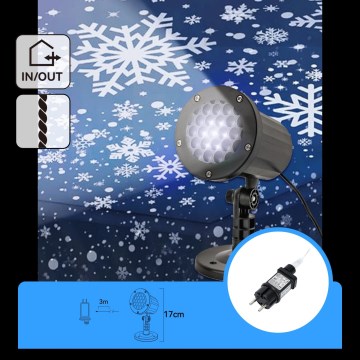 Aigostar - LED Weihnachts-Außenprojektor Schneeflocken LED/5W/230V IP44 kaltweiß