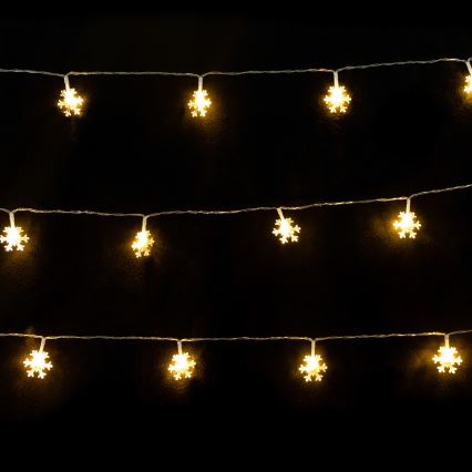 Aigostar - LED-Weihnachts-Lichterkette, 10 LEDs, 3×AA-Betrieb, 1,5 m, warmweiß, Schneeflocken-Design