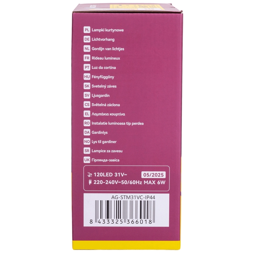 Aigostar - LED-Außen-Weihnachtslichterkette 120 LEDs/6W/230V/8 Funktionen 3x0,6m IP44 warmweiß + Fernbedienung