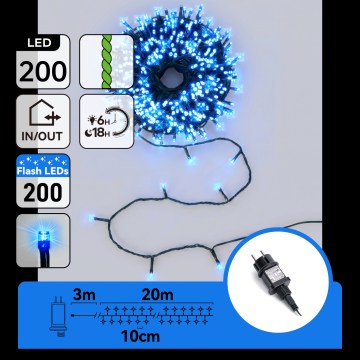 Aigostar - LED-Weihnachts-Lichterkette für den Außenbereich, 200 LEDs, 23 m, IP44, blau
