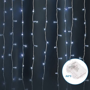 Aigostar - LED-Weihnachts-Lichterkette für den Außenbereich 300 LEDs/8 Funktionen 3xAA 6x2m IP44 Kaltweiß