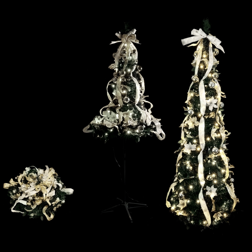 Aigostar - LED-Außen-Weihnachtsbaum 100 LEDs, 1,5 m, IP44, weiß/gold, kaltweiß