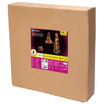 Aigostar - LED-Außen-Weihnachtsbaum 150xLED 1,8m IP44 rot/gold warmweiß