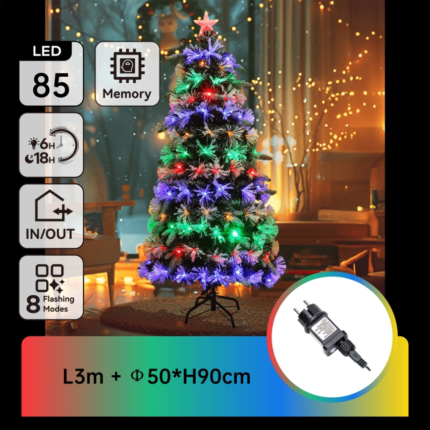 Aigostar - LED Weihnachtsbaum für den Außenbereich 85 LEDs/8 Funktionen 0,9 m IP44 mehrfarbig