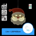 Aigostar - LED-Weihnachtsdekoration 425xLED/3xAA IP44 + Fernbedienung Weihnachtsmann 30 cm