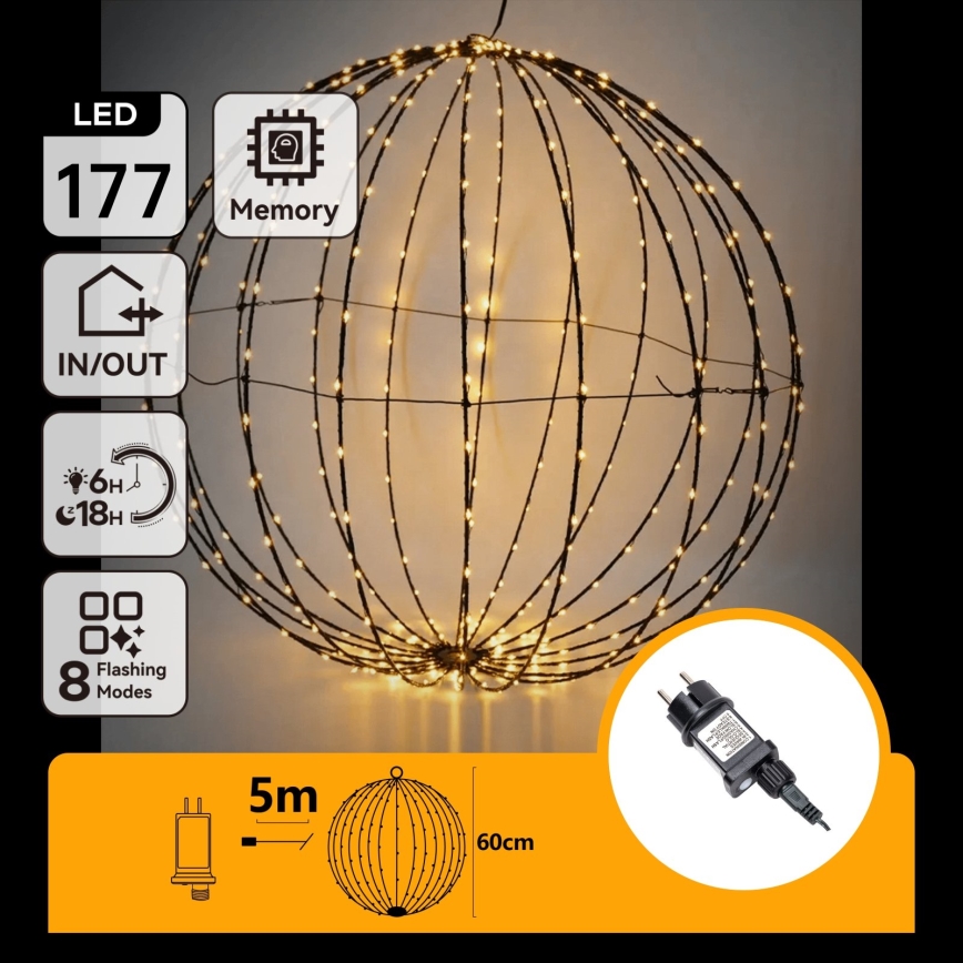 Aigostar - LED-Weihnachtsdekoration für den Außenbereich 177xLED/3,6W/230V 60 cm IP44 warmweiß