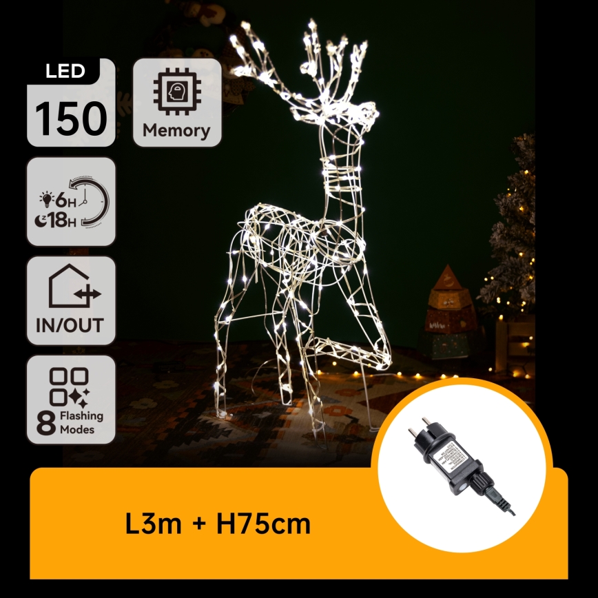 Aigostar - LED-Weihnachtsdekoration für den Außenbereich LED/3,6W/31/230V 2700K 75 cm IP44 Rentier