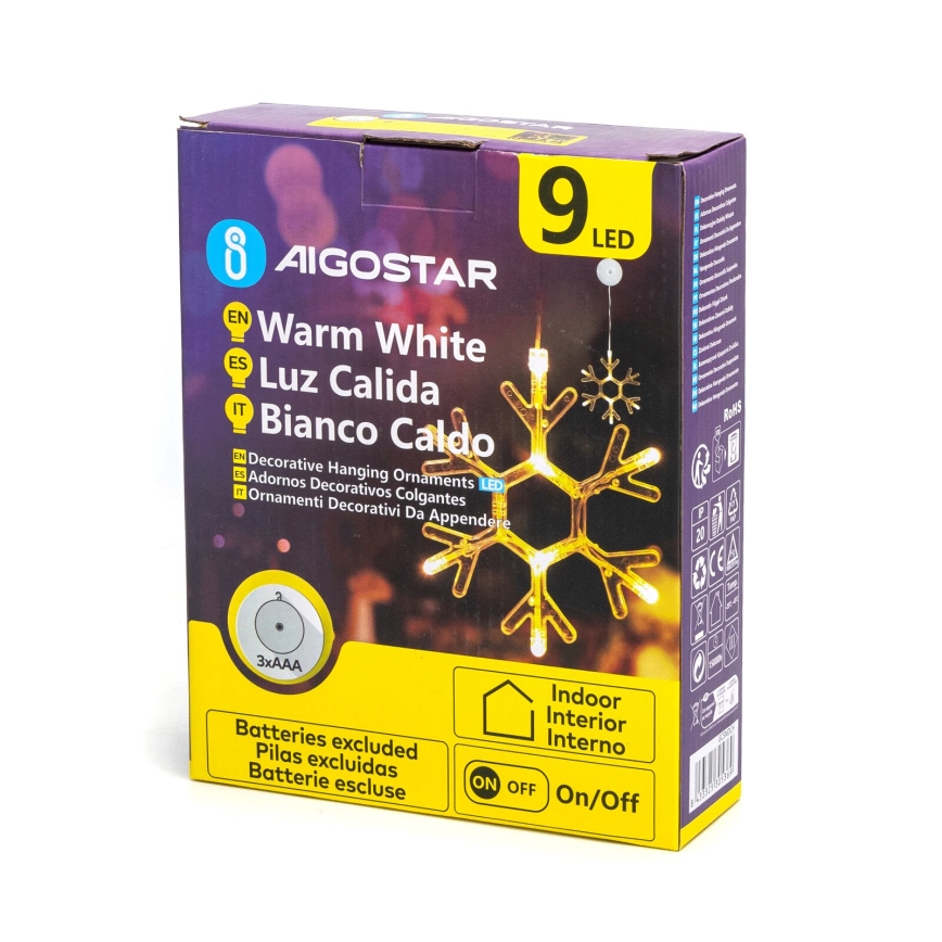 Aigostar - LED-Weihnachtsdekoration LED/3xAAA warmweiβ Schneeflocke 19cm