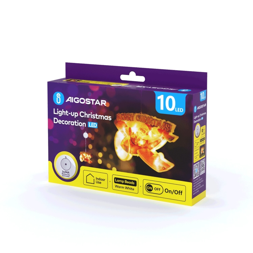 Aigostar - LED-Weihnachtsdekoration LED/3xAAA Weihnachts-Flugzeug 17cm