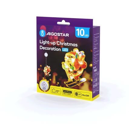 Aigostar - LED-Weihnachtsdekoration LED/3xAAA Weihnachtsmann auf Skiern 23cm