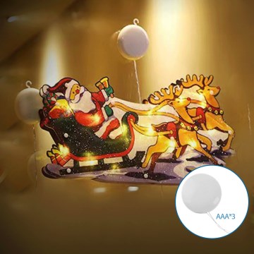 Aigostar - LED-Weihnachtsdekoration LED/3xAAA Weihnachtsmann mit Rentieren 13,4cm
