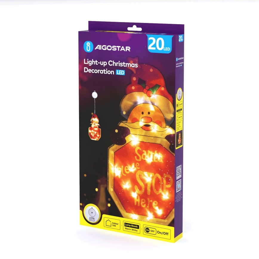 Aigostar - LED-Weihnachtsdekoration LED/3xAAA Weihnachtsmann mit Zeichen 45cm
