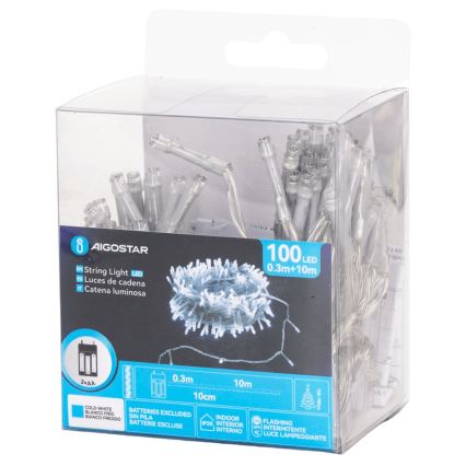 Aigostar - LED-Weihnachtskette 100xLED/3xAA 10,3m kaltweiß