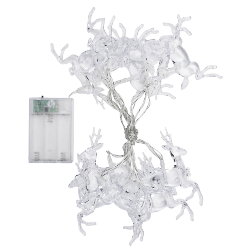 Aigostar - LED-Weihnachtskette 10xLED/3xAA 1,5 m warmweiß, mit Hirschmotiven