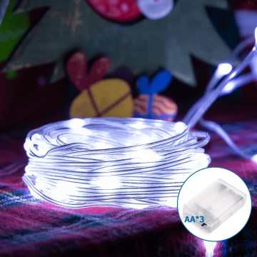 Aigostar - LED-Weihnachtslichterkette 100xLED/3xAA 10,3m kaltweiß