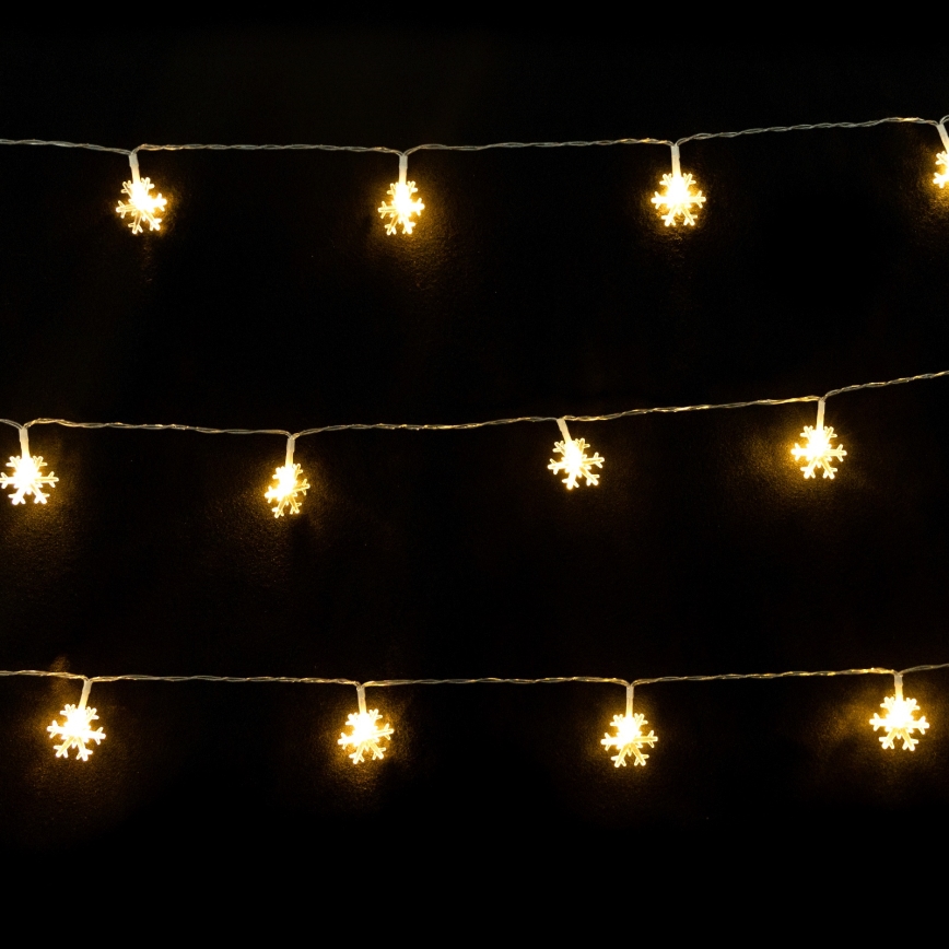 Aigostar - LED Weihnachtslichterkette 10xLED/3xAA, 1,5 m, warmweiß, Schneeflocken