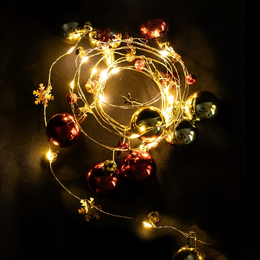 Aigostar - LED-Weihnachtslichterkette 20 LEDs / 3×AA, 2 m, warmweiß
