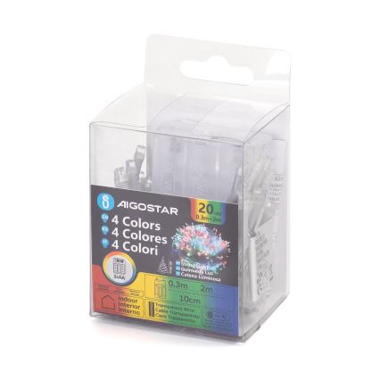 Aigostar - LED-Weihnachtslichterkette 20xLED/3xAA 2,3 m mehrfarbig