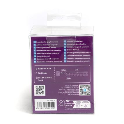 Aigostar - LED-Weihnachtslichterkette 20xLED/3xAA 3,3 m Sterne
