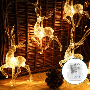 Aigostar - LED-Weihnachtslichterkette 20xLED/3xAA 3,3m Rentiere