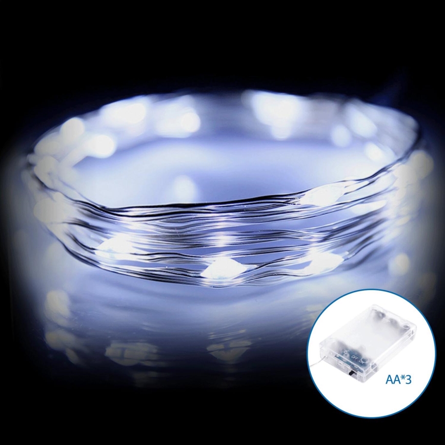 Aigostar - LED-Weihnachtslichterkette 50xLED/3xAA 5,3m kaltweiß