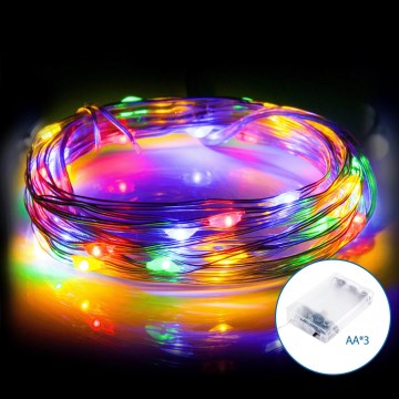 Aigostar - LED-Weihnachtslichterkette 50xLED/3xAA 5,3m mehrfarbig