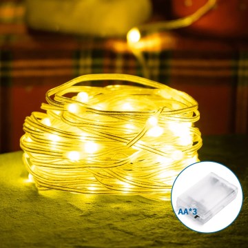 Aigostar - LED-Weihnachtslichterkette 50xLED/3xAA 5,3m warmweiβ