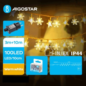 Aigostar - LED-Weihnachtslichterkette für den Außenbereich 100xLED/8 Funktionen 13m IP44 warmweiβ