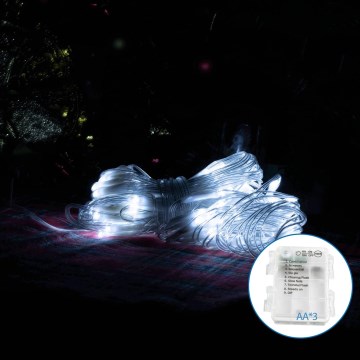 Aigostar - LED-Weihnachtslichterkette für den Außenbereich 100xLED/8 Funktionen/3xAA 4,5x1,5m IP44 kaltweiß
