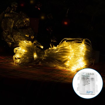 Aigostar - LED-Weihnachtslichterkette für den Außenbereich 100xLED/8 Funktionen 3xAA 8x0,6m IP44 warmweiβ