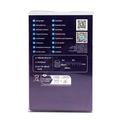 Aigostar - LED-Weihnachtslichterkette für den Außenbereich 100xLED/8 Funktionen 3xAA 8x0,6m IP44 warmweiβ