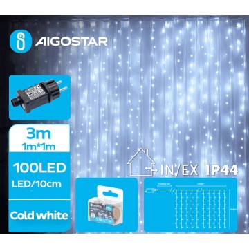 Aigostar - LED-Weihnachtslichterkette für den Außenbereich 100xLED/8 Funktionen 4x1m IP44 kaltweiß