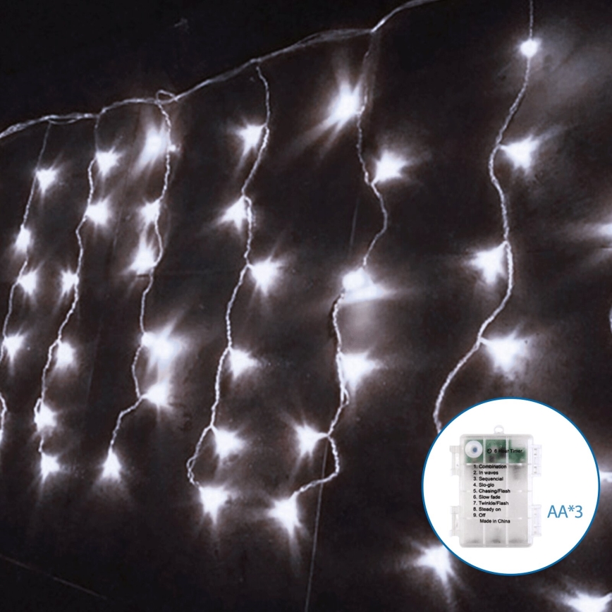 Aigostar - LED-Weihnachtslichterkette für den Außenbereich 100xLED/8 Funktionen 8x0,4m IP44 kaltweiß