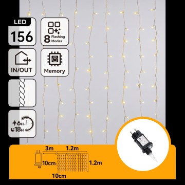 Aigostar - LED Weihnachtslichterkette für den Außenbereich 156xLED/8 Funktionen 4,2x1,2m IP44 warmweiß