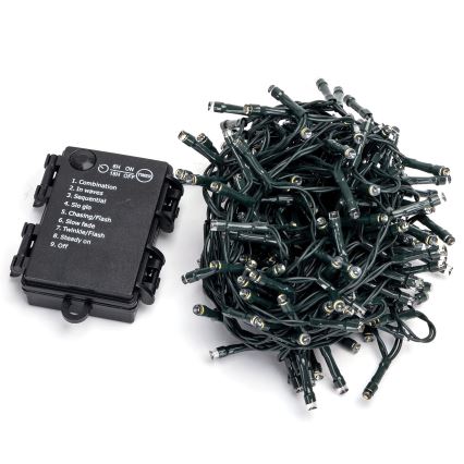 Aigostar - LED-Weihnachtslichterkette für den Außenbereich 200xLED/8 Funktionen/3xAA 10,3m IP44 kaltweiß