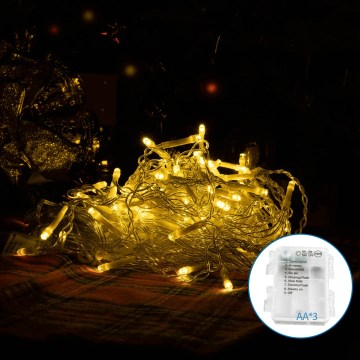 Aigostar - LED-Weihnachtslichterkette für den Außenbereich 200xLED/8 Funktionen 3xAA 6x1,5m IP44 warmweiβ