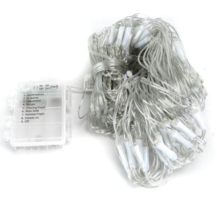 Aigostar - LED-Weihnachtslichterkette für den Außenbereich 200xLED/8 Funktionen 3xAA 6x1,5m IP44 warmweiβ
