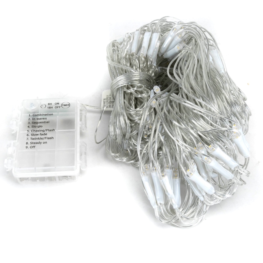 Aigostar - LED-Weihnachtslichterkette für den Außenbereich 200xLED/8 Funktionen 3xAA 6x1,5m IP44 warmweiβ