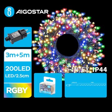 Aigostar - LED-Weihnachtslichterkette für den Außenbereich 200xLED/8 Funktionen 8m IP44 mehrfarbig