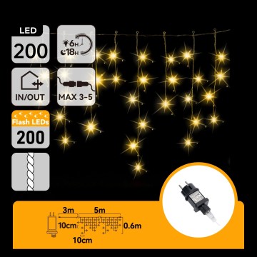 Aigostar - LED-Weihnachtslichterkette für den Außenbereich 200xLED 8x0,6m IP44 warmweiß