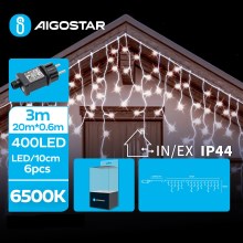 Aigostar - LED-Weihnachtslichterkette für den Außenbereich 400xLED/8 Funktionen 23x0,6m IP44 kaltweiß