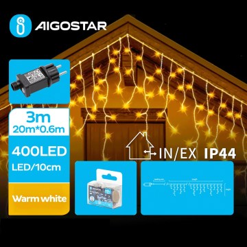 Aigostar - LED-Weihnachtslichterkette für den Außenbereich 400xLED/8 Funktionen 23x0,6m IP44 warmweiβ