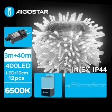 Aigostar - LED-Weihnachtslichterkette für den Außenbereich 400xLED/8 Funktionen 43m IP44 kaltweiß