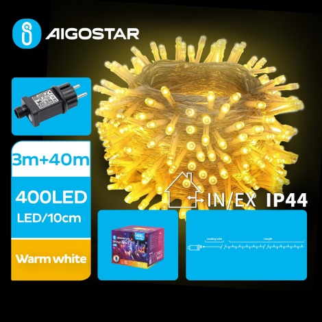 Aigostar - LED-Weihnachtslichterkette für den Außenbereich 400xLED/8 Funktionen 43m IP44 warmweiβ