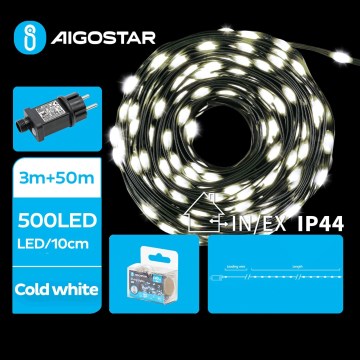Aigostar - LED-Weihnachtslichterkette für den Außenbereich 500xLED/8 Funktionen 53m IP44 kaltweiß