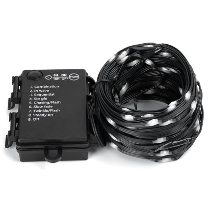 Aigostar - LED-Weihnachtslichterkette für den Außenbereich 50xLED/8 Funktionen 3xAA 5,3m IP44 kaltweiß